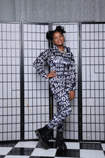 Mini Boss Super Crop Hoodie Unitard Set – Black & White