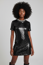 Black Sequin Jersey Dress