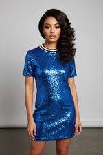 Royal Sequin Jersey Dress
