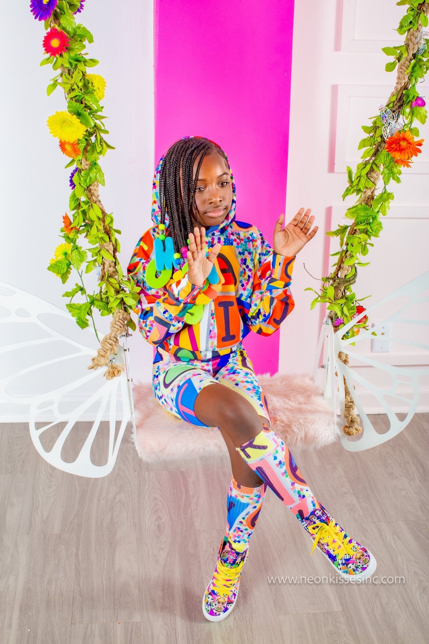 neon dress shorts Dripping in Neon Leisure Shorts