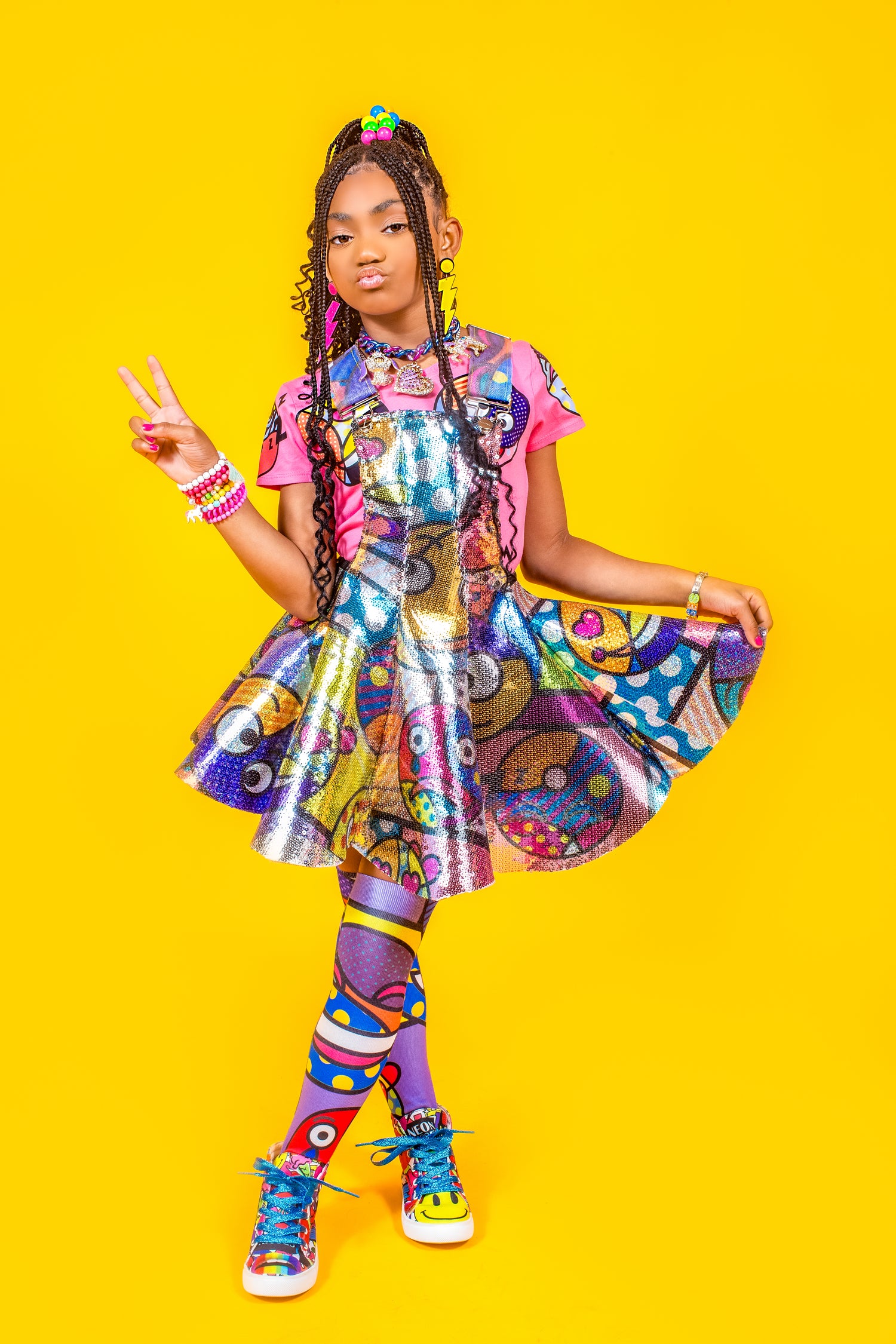 Sequin Crazy Emoji Jumper Dress