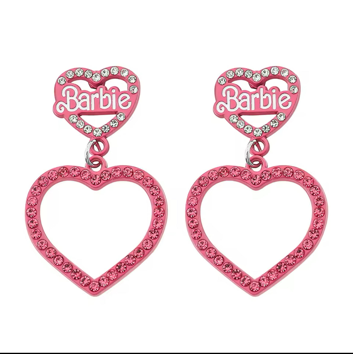 Pink Rhinestones Heart Shape Metal Pendant