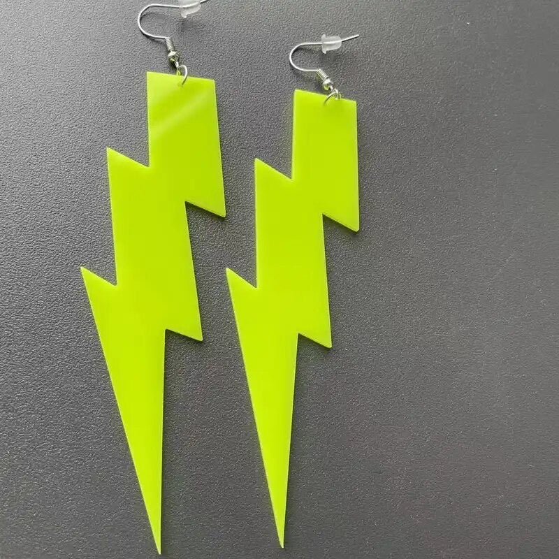Neon Lightning Bolt Earrings
