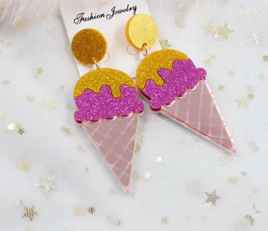 Ice Cream Waffle Cone Earrings