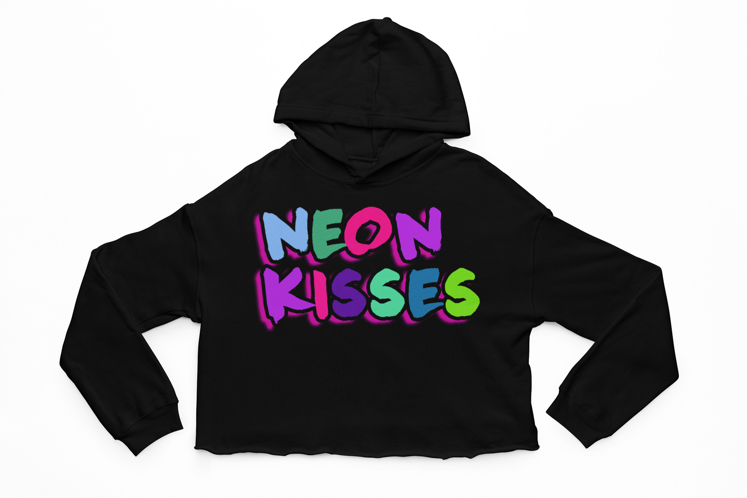 Neon Kisses Logo Crop Hoodie