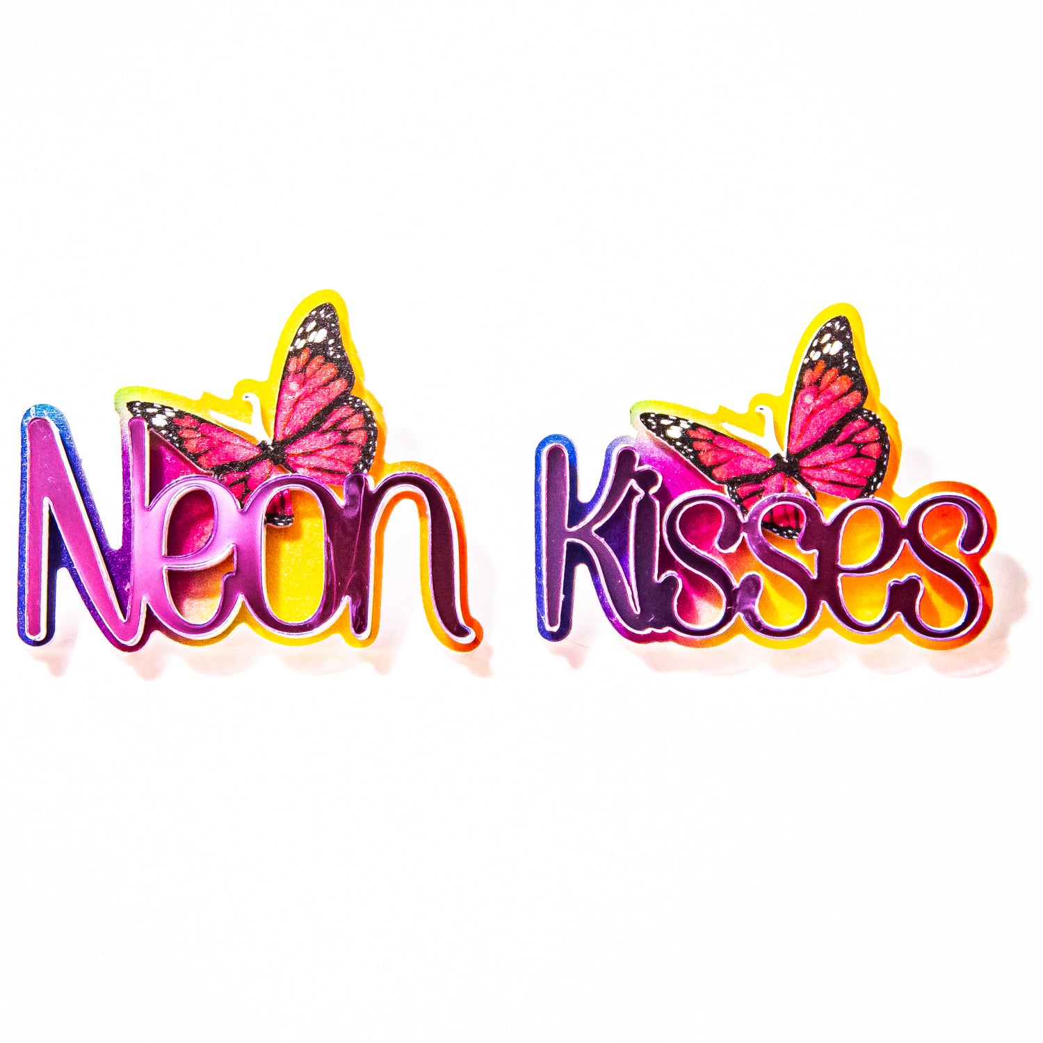 Neon Kisses Butterfly Earrings