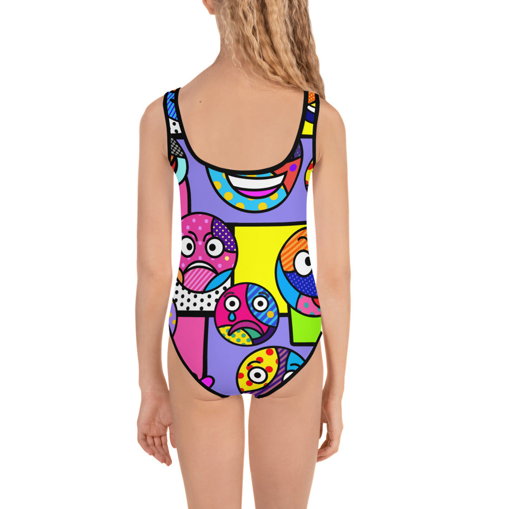 Pop Art Emoji Kids Swimsuit