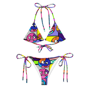 Pop Art Emoji string bikini