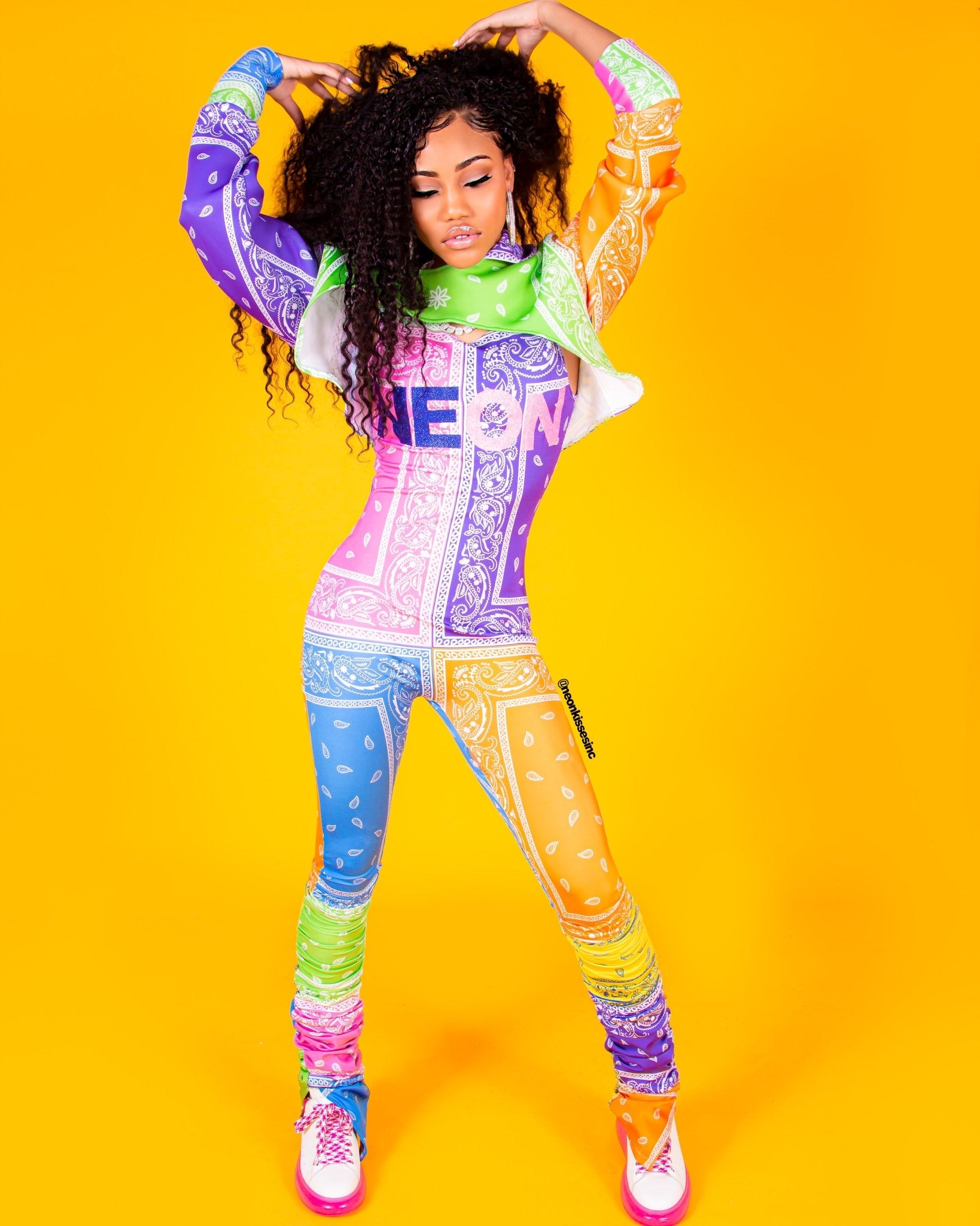 Bandana Stacked Unitard - neonkissesinc.com