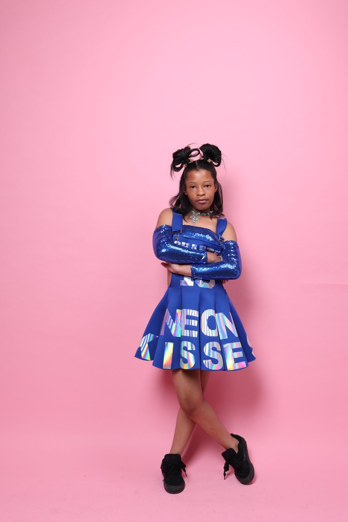 Neon Kisses Chapter 10 Royal Blue Sequin Jumper Set, girls size 12
