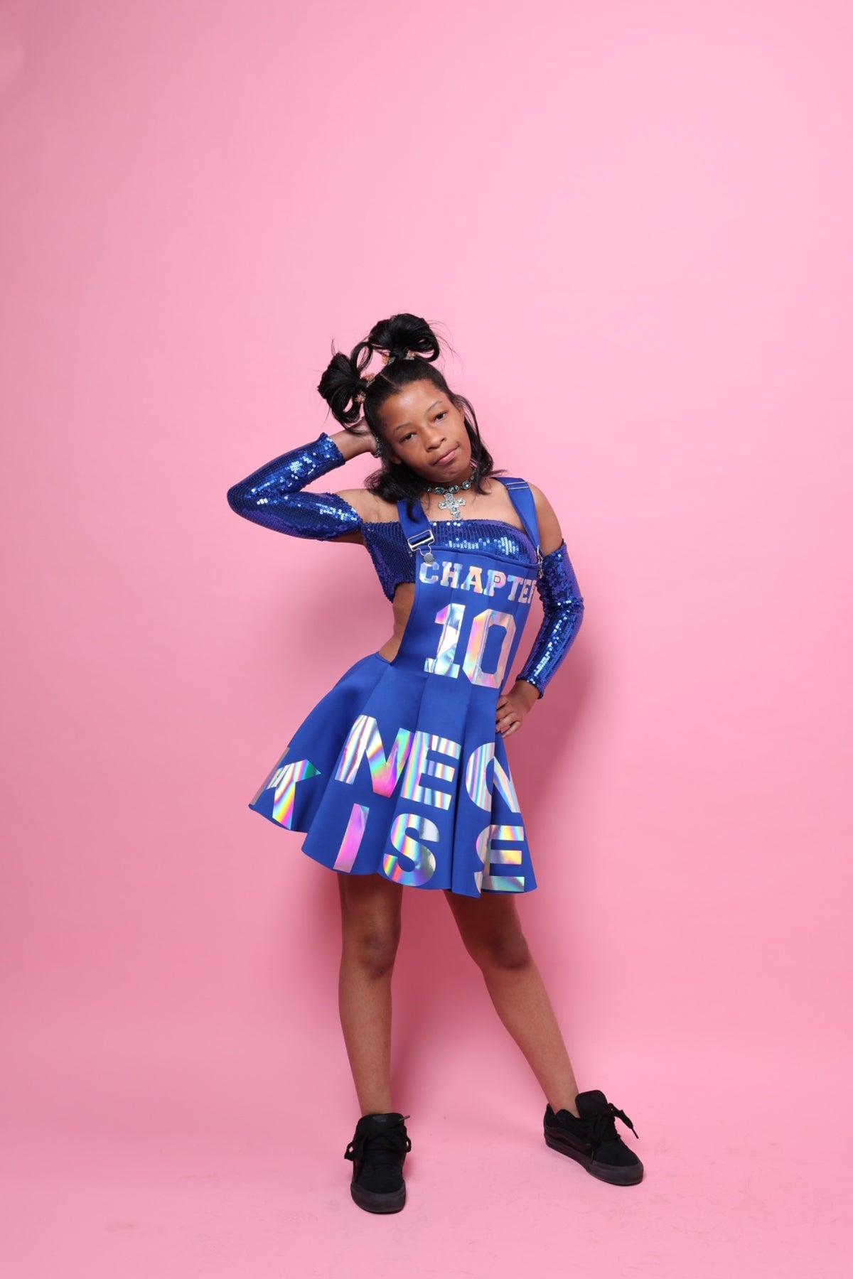 Neon Kisses Chapter 10 Royal Blue Sequin Jumper Set, girls size 12