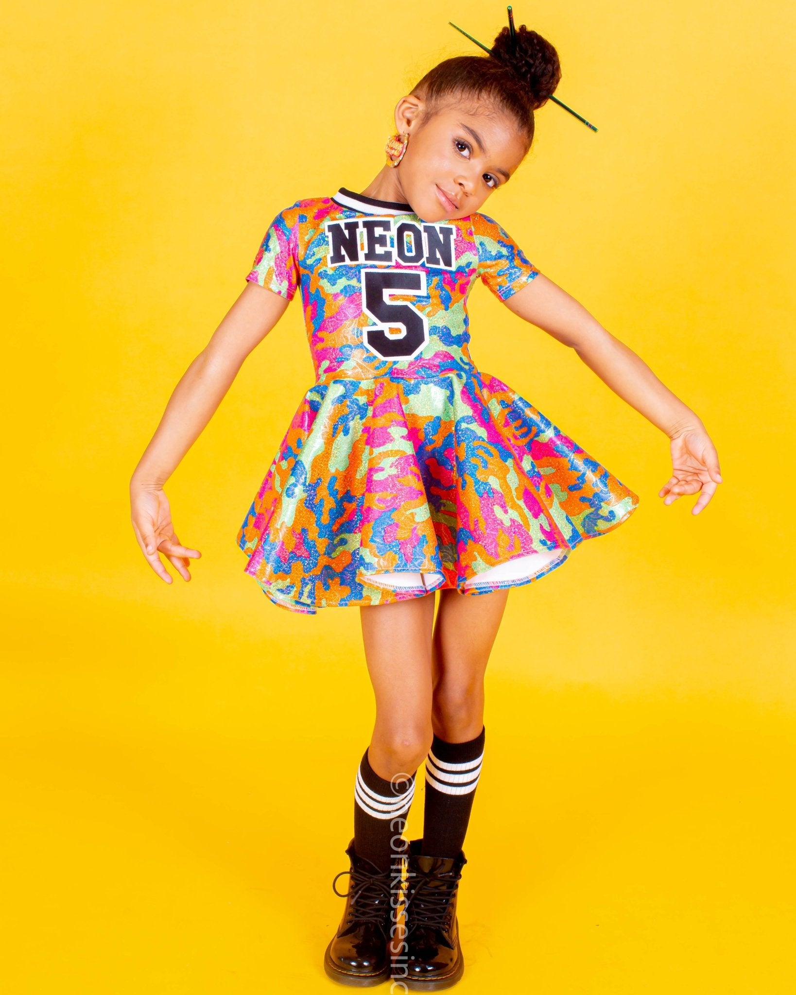 Custom kaleidoscope Camo Baby Doll Dress - neonkissesinc.com