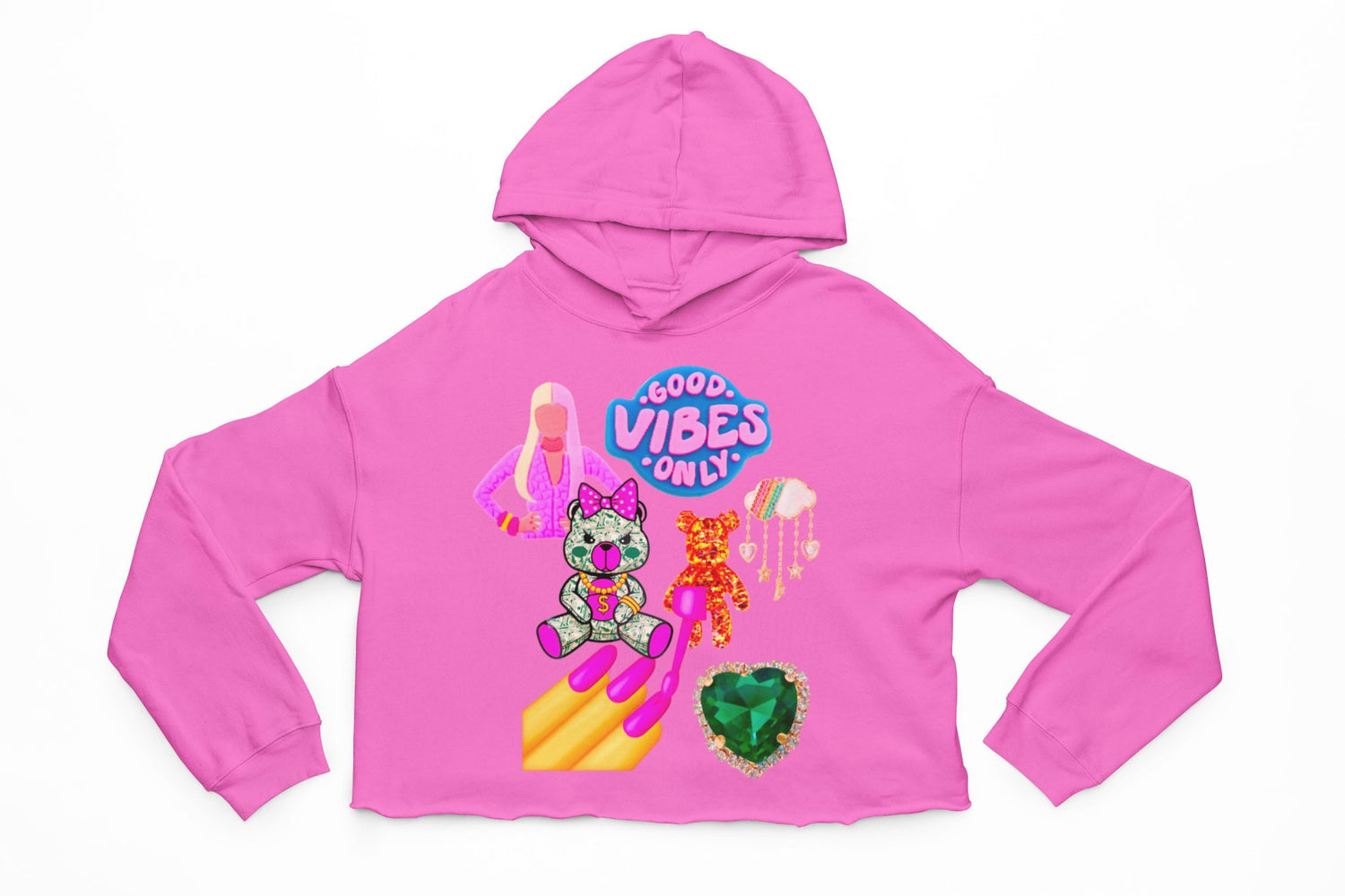 Good Vibes Only Crop Hoodie - neonkissesinc.com