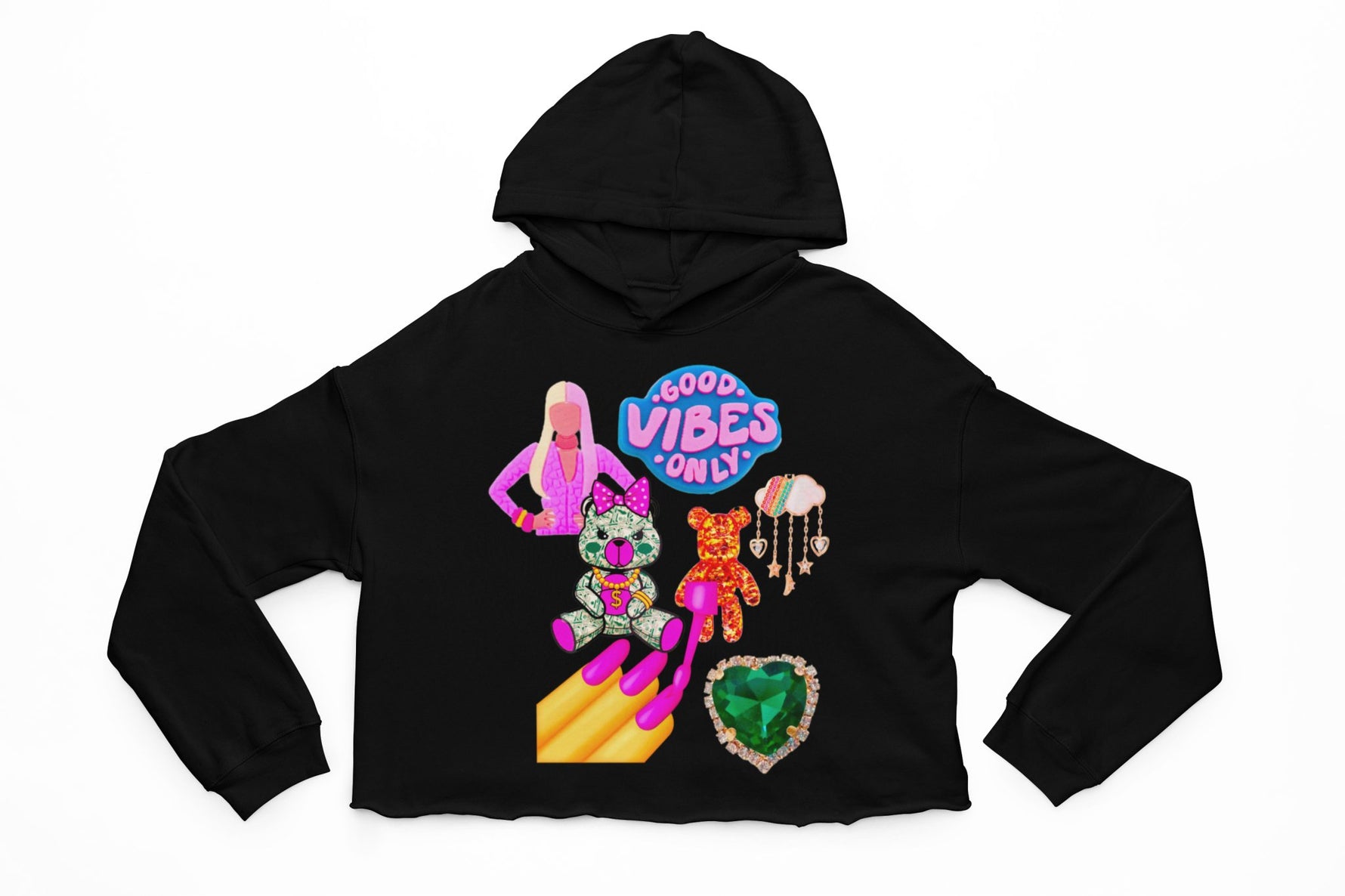 Good Vibes Only Crop Hoodie - neonkissesinc.com