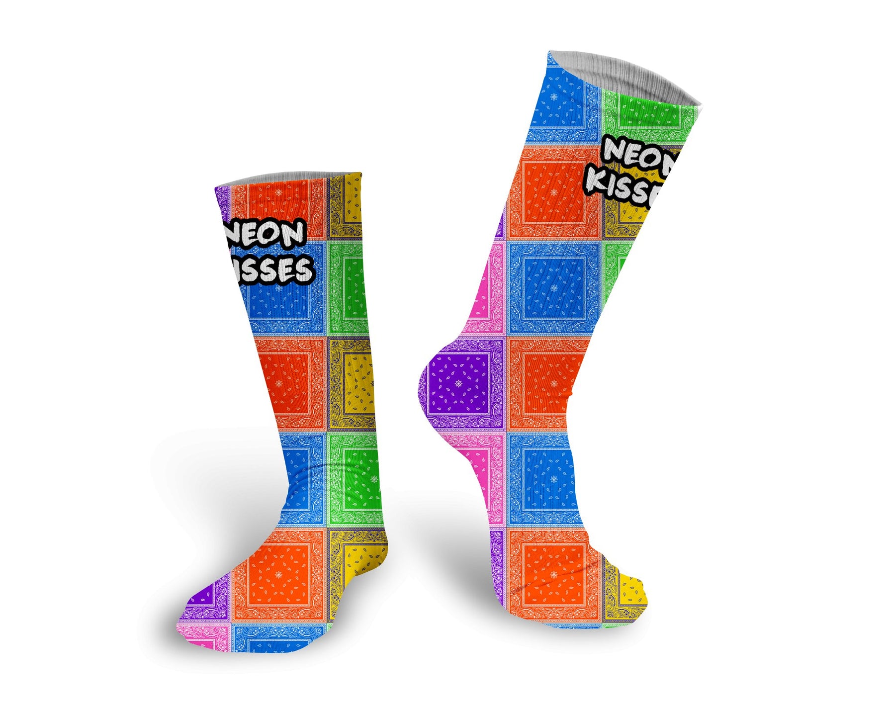 Multi - Color Bandana Socks - neonkissesinc.com