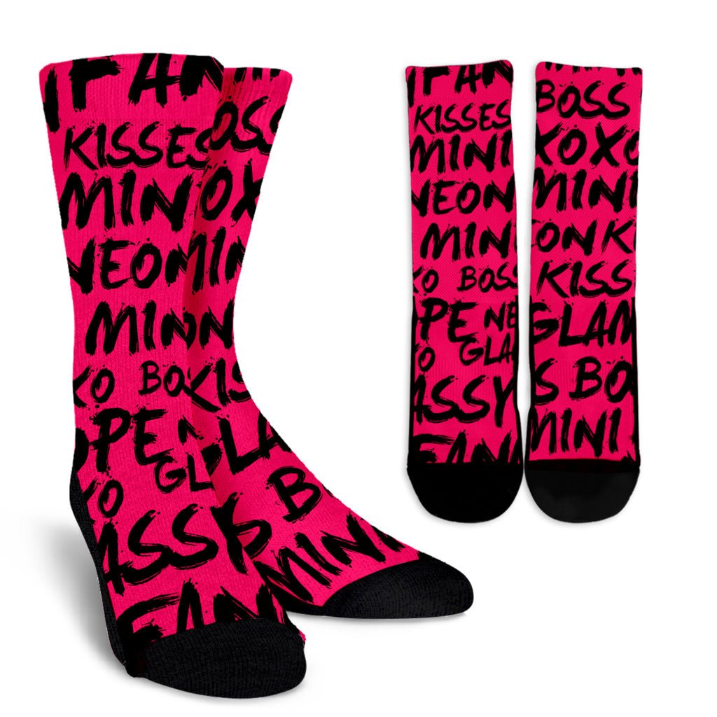 Neon Pink Mini Boss Socks - neonkissesinc.com