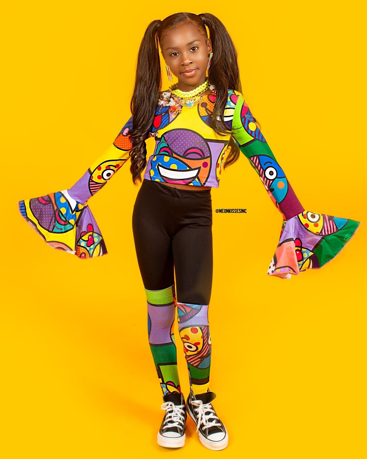 Pop Art Emoji Blouse Set - neonkissesinc.com