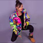 Pop Art Emoji Puffer Coat - neonkissesinc.com