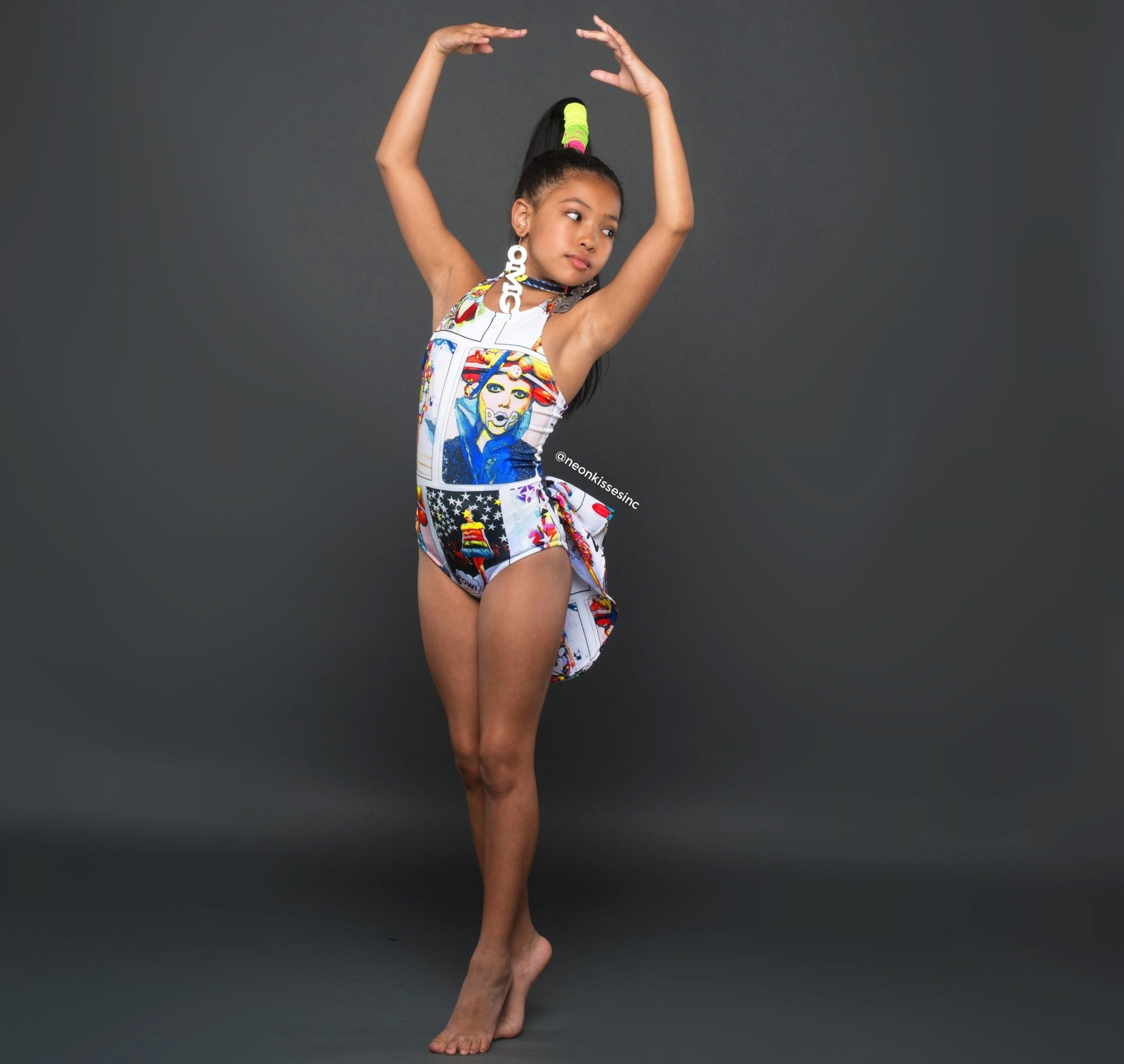 Pop Art Leotard with tail - neonkissesinc.com