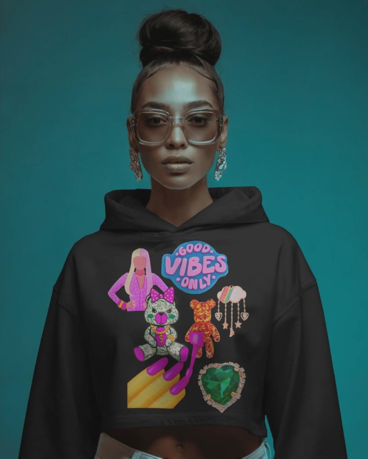 Good Vibes Only Crop Hoodie