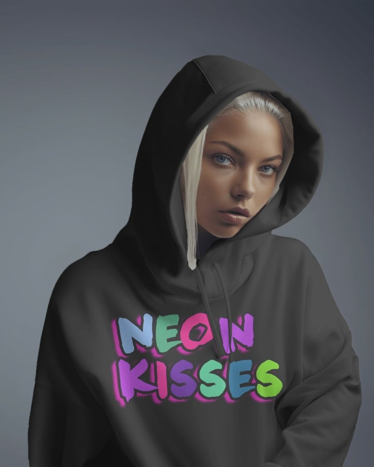 Neon Kisses Logo Crop Hoodie