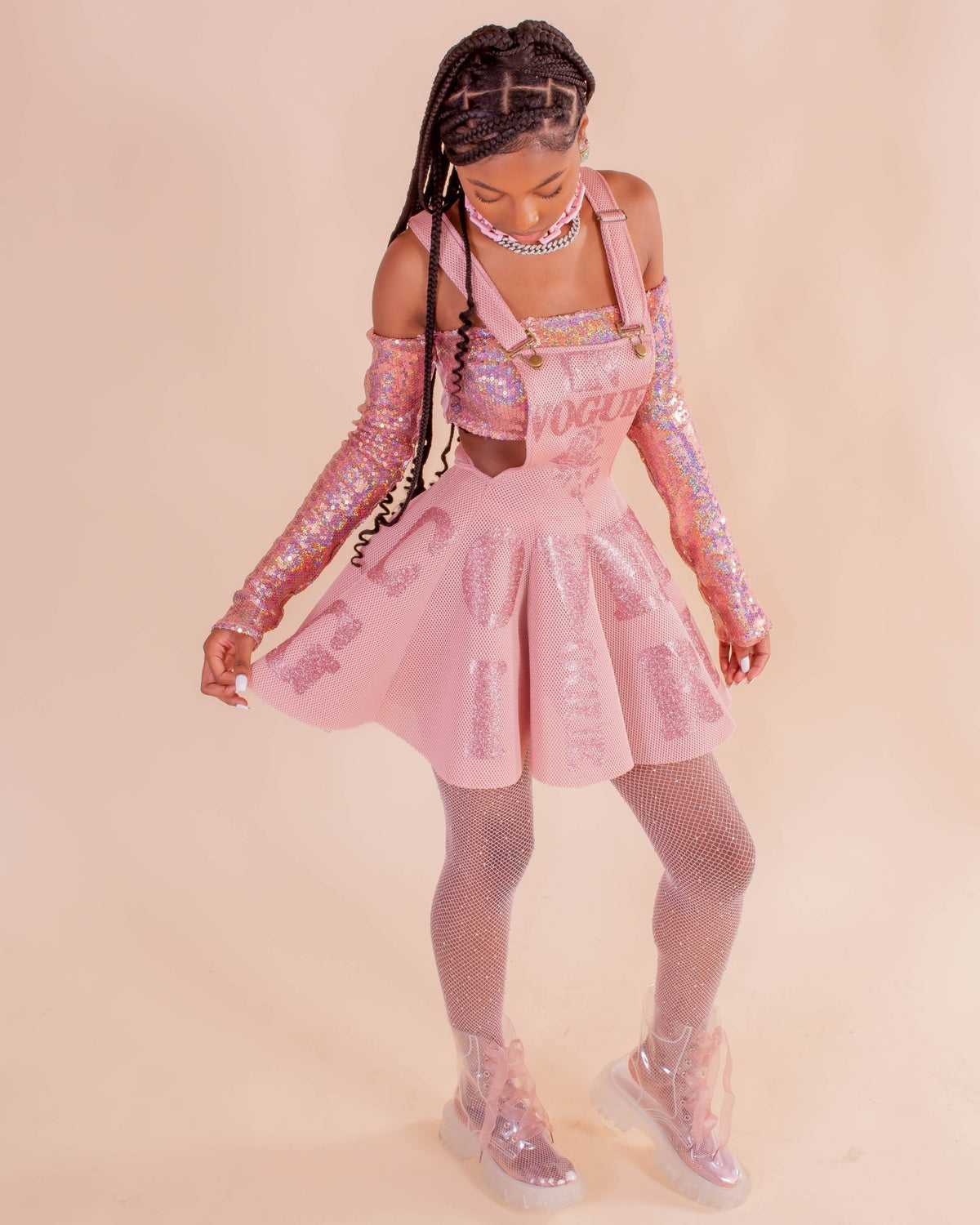 Rose Gold It Girl Jumper Dress-Jumpers-neonkissesinc.com