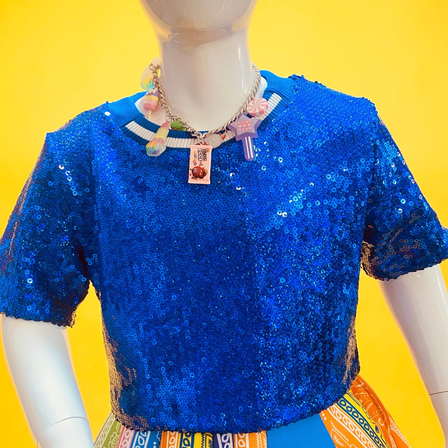 Royal blue Sequin Crop Top (girls) - neonkissesinc.com