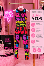 Slay Graffiti Unitard hanger visualization, sizes 10 and 16