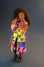 Stars Hearts and Paw Prints Full Length Jacket - neonkissesinc.com