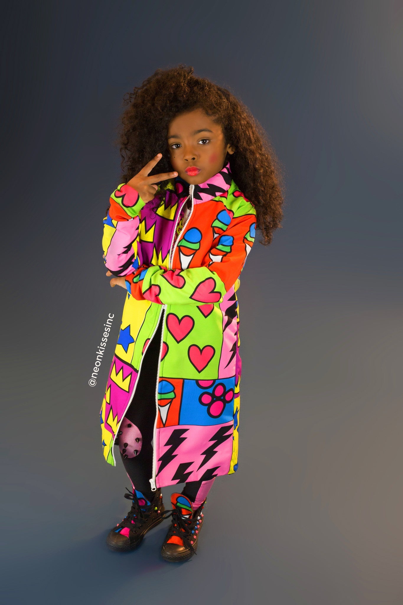 Stars Hearts and Paw Prints Full Length Jacket - neonkissesinc.com