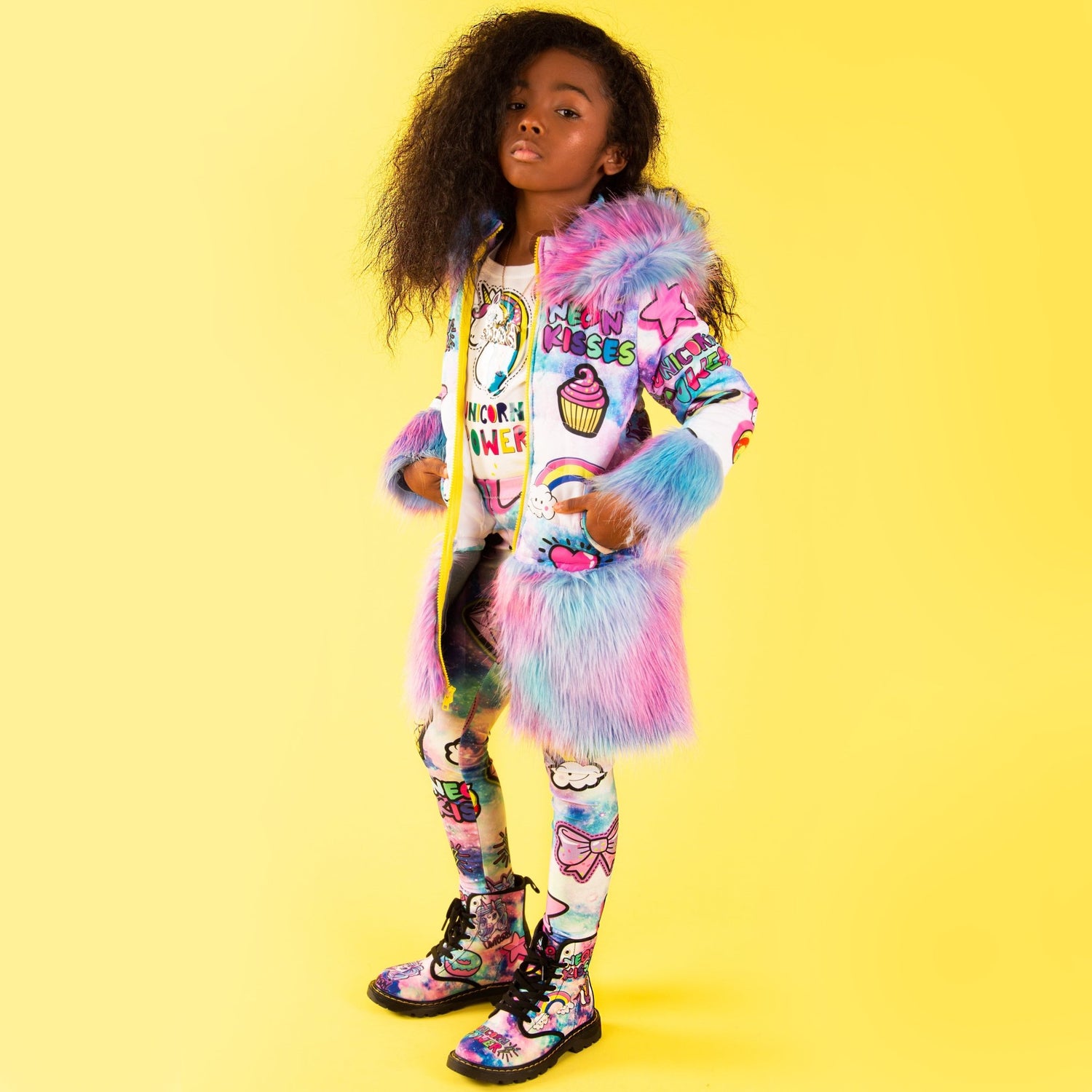 Unicorn Power Faux Fur Bubble Coat - neonkissesinc.com