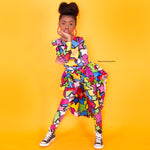 Neon Kisses Pop Star Print Unitard and Wrap Skirt