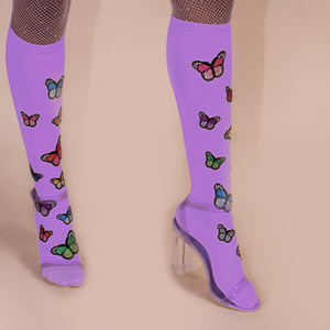 Butterfly knee high sock