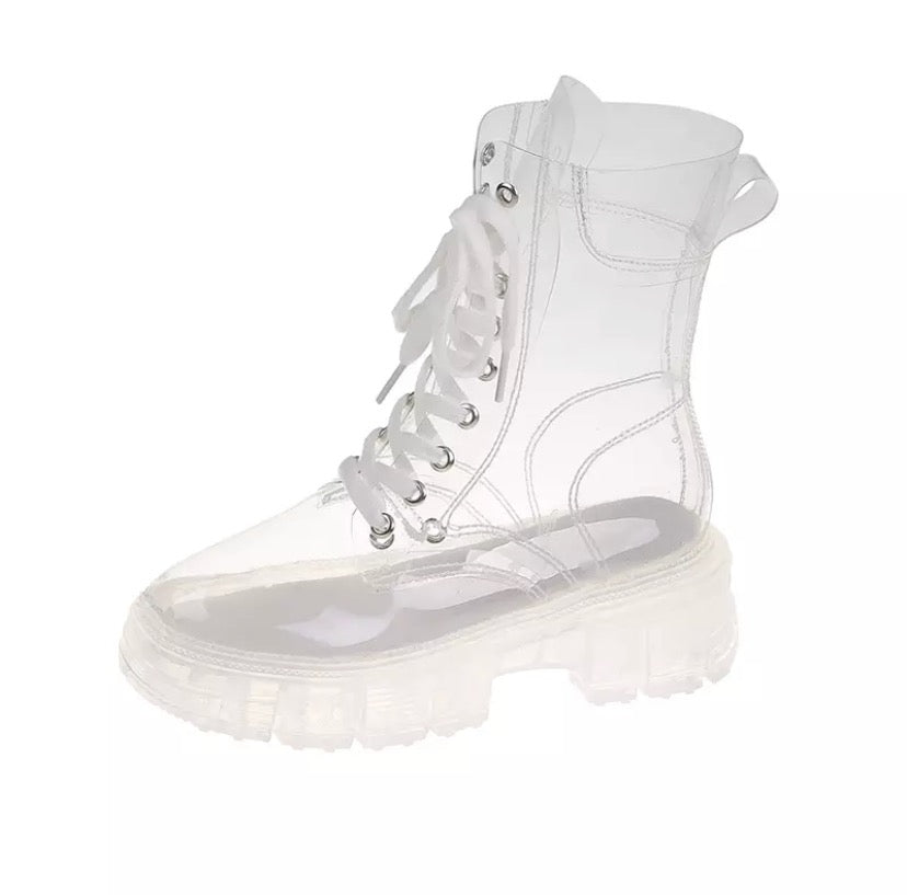 Clear high top boots